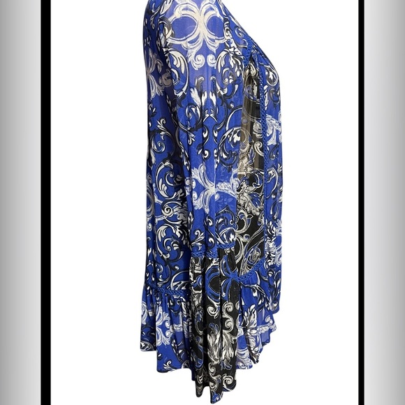 INC International Concepts Blue and White Patterned Blouse - Picture 9 of 12